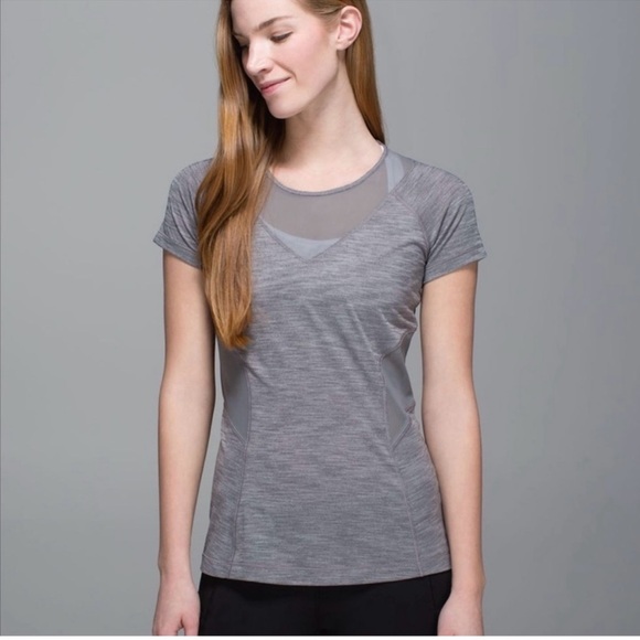 Grey Lululemon Mesh with Me Running Short sleeve top - Picture 1 of 6